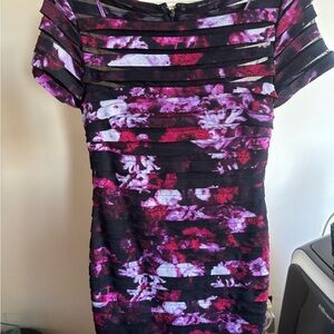 Adrianna Papell mesh banded sheath dress